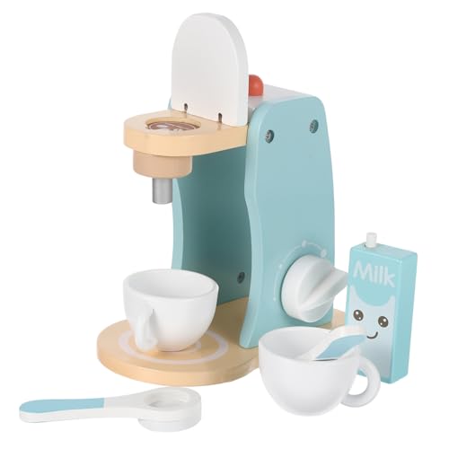 GLSTOY Holzspielküche Kaffeemaschine Stabiles Kindgerechtes Küchenspielzeug Handliches Mini kaffeemaschinen Modell für Kreative Rollenspiele Fördert Feinmotorik und Eltern Junge von GLSTOY