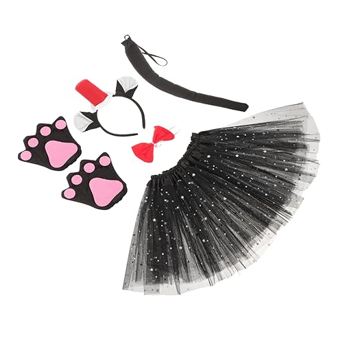 GLSTOY Kostümset Katzenohren Stirnband mit Tutu Rock und Handschuhen Kreatives Tierkostüm für Halloween Karneval Fotoshootings und Partys Leicht und für Mädchen von GLSTOY