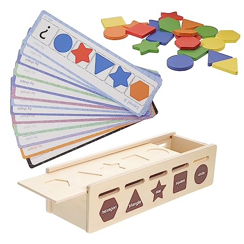 GLSTOY 1 Set Holzspielzeug Zum Sortieren Von Farben Und Formen Sensorische Aktivität Für Kleinkinder Würfelformen-Puzzles Für Jungen Und Mädchen Im Alter Von 1–3 Jahren von GLSTOY