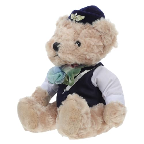GLSTOY Kuscheliger Bär im Stewardess Outfit Plüschbär für Kreative Rollenspiele Süße Dekoration für Feste und Feiertage für Bärenliebhaber GLSTOY Kuscheliger Bär im Stewardess Outfit Plüschbär für Kreative Rollenspiele Süße Dekoration für Feste und Feiertage für Bärenliebhaber von GLSTOY