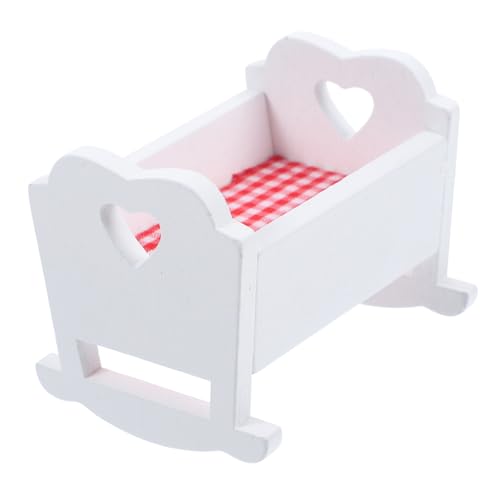 GLSTOY Mini-babybett Für Puppenhaus Holz Mini-Bett Dekoration Mini-hausmöbel Puppenbett Modell Kompakt Kinderbett von GLSTOY