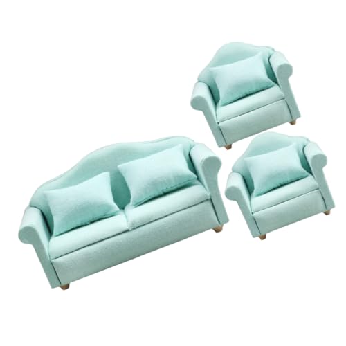 GLSTOY Miniatur Puppenhaus Sofa Maßstab Teiliges mit Tiefgrünem Stoffbezug Miniaturmöbel für Puppenhaus Dekoration und Foto Requisite Modernes Mini Haus Supply Modell von GLSTOY