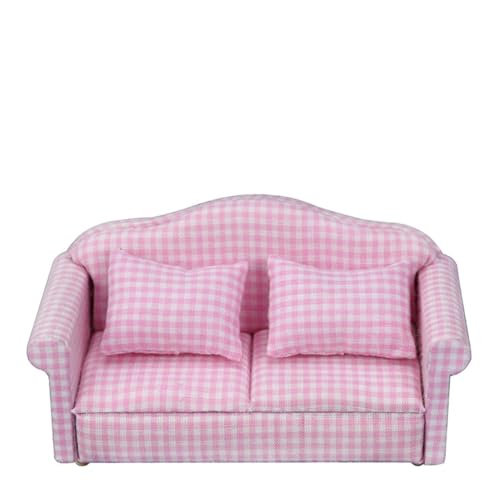 GLSTOY Sofa Set Für Puppenhaus 2 Sitzer Sofa Mit Kissen Karomuster Miniatur öbel Dekoration Für Dollhouse Ideal Für Wohnzimmer Szenen GLSTOY Sofa Set Für Puppenhaus 2 Sitzer Sofa Mit Kissen Karomuster Miniatur öbel Dekoration Für Dollhouse Ideal Für Wohnzimmer Szenen von GLSTOY