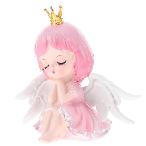 GLSTOY Niedlicher Engel Mädchen Tortendeko Mini Harz Statue Cake Topper für Geburtstag Mädchen Kuchen Dekoration Rosa Fee Figur für Desktop von GLSTOY