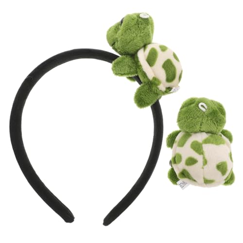 GLSTOY Plüsch Schildkröten Stirnband Teilig mit Haarspange Cartoon Tier Cosplay Kopfschmuck für Halloween Fasching Party und Sicher für Damen und Mädchen von GLSTOY