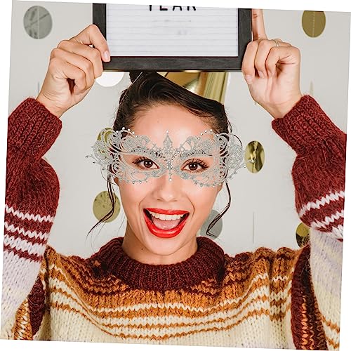 GLSTOY Spitzen Maske Damen Silber mit Strass Verzierungen Venezianische Cosplay Maskerade für Halloween Kostüm Party Tanz und Fotografie Requisit Erwachsene Karneval Accessoire von GLSTOY