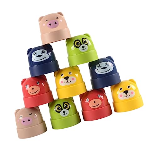 GLSTOY Stapelspielzeug Bunte Bausteine Lernspiel für Kleinkinder Frühe Hand Auge Koordination Farbige Formen Sortierspielzeug Sicher und Langlebig von GLSTOY