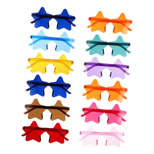 GLSTOY 12stücke Randlose Stern-sonnenbrillen Lustige Und Stylische Party-sonnenbrillen Für Strand Halloween Geburtstagsfeiern Und Festivals Kreative Foto-requisiten Bunten Farben von GLSTOY