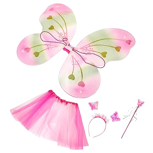 GLSTOY Schmetterlings-kostümset Für Mädchen Zum Anziehen Tutu-rock Stirnband Flügel Feenflügel Feine Verarbeitung Zufällige Farbe von GLSTOY
