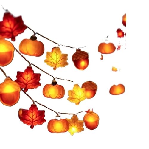 1,5/3 m Halloween LED Kürbis Lichterkette Nuss Ahornblatt Lampe Home Weihnachtsfeier Dekoration Hängende Lichter Thanksgiving Geschenke(Mix E,1.5m 10lED) von GLSZNQO