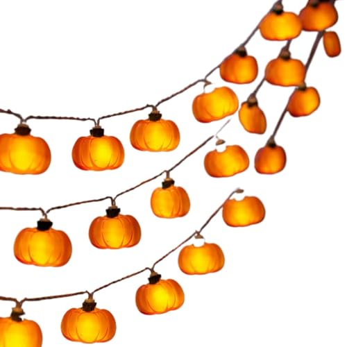 1,5/3 m Halloween LED Kürbis Lichterkette Nuss Ahornblatt Lampe Home Weihnachtsfeier Dekoration Hängende Lichter Thanksgiving Geschenke(Mix F,1.5m 10lED) von GLSZNQO