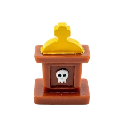 1 Stück Miniatur-Halloween-Figuren, Mini-Halloween-Geist, Kürbis, Totenkopf, Figuren, Heimdekoration, Festival, DIY, Kunstharz, Handwerk(Skull Tombstone) von GLSZNQO