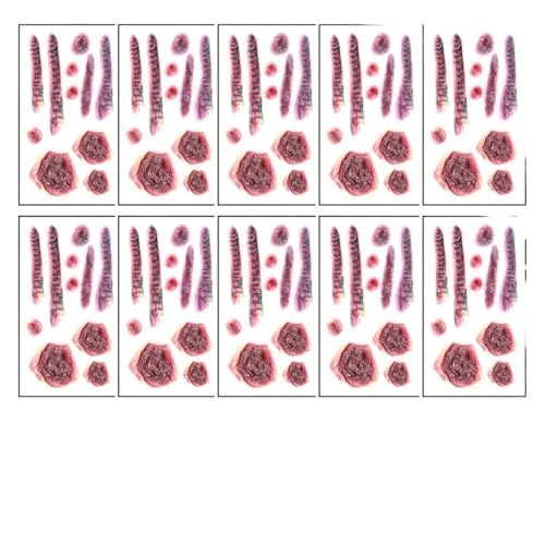 10 stücke Halloween Narbe Temporäre Tattoo tickers Rot Blutgerinnsel Gesicht Tattoo Wasserdicht Cosplay Geschenke for Männer Frauen Party Decor(A-10PCS) von GLSZNQO