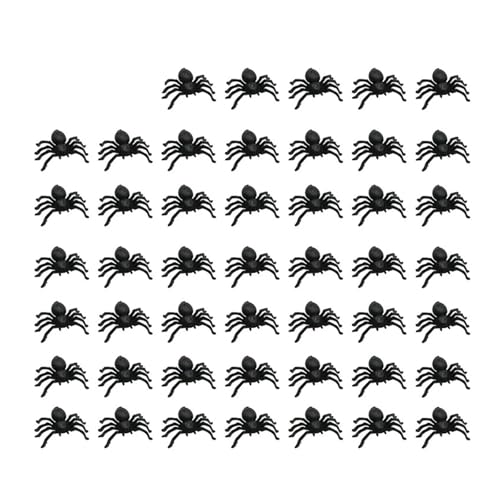 50/100 stücke Halloween Schwarze Spinnen Kleine Leuchtende Kunststoff Spinne Halloween Party Dekoration Heikles Streich Spielzeug Spukhaus(100pcs Black) von GLSZNQO
