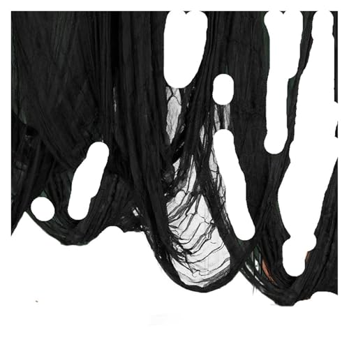 76x183cm Halloween Dekorationen Schwarz Gruseliges Gazetuch Fenster Tischtürnetz Gruselige Kostümparty Spukhaus Wanddekor(Black) von GLSZNQO