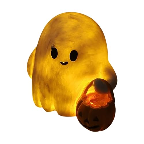 GLSZNQO Halloween-Geisterfigur, gruselige Geisterstatue aus Kunstharz, Halloween-Geisterstatue for Halloween-Dekorationen, Heimdekoration(with lamp) von GLSZNQO