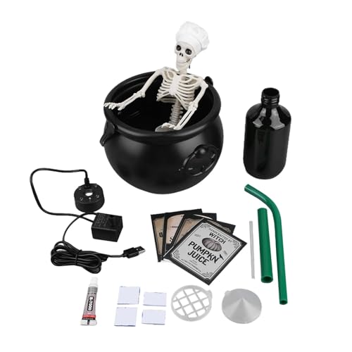 GLSZNQO Halloween Hexenkessel Diffusor Halloween Dekor Sprudelnder Topf Spukhaus Gruselige Party Supplies Feiertagsdekorationen Requisite(25cm Skeleton Cap) von GLSZNQO
