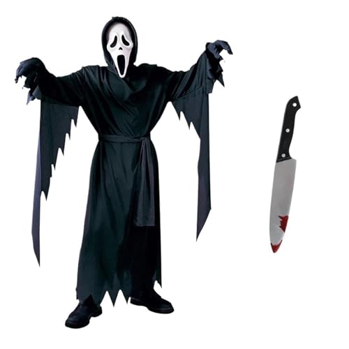 GLSZNQO Halloween Scream Kostüm Horrorfilm Cosplay Dressing Style Gruselkostüm Eva Maske(Set B,Adult S Size) von GLSZNQO