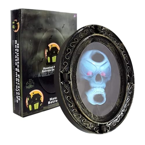 GLSZNQO Haunted Mirror, Bewegungsaktivierter Gruseliger Haunted Mirror mit gruseligem Sound-Leuchtporträt, Halloween-Requisitendekoration von GLSZNQO