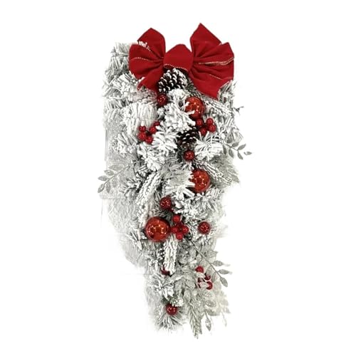 GLSZNQO Weihnachtsbeflockung Blumengirlande Türbehang Weihnachtsdekoration Weihnachtskränze Rattan Upside Down Baumschmuck(B2 60cm) von GLSZNQO