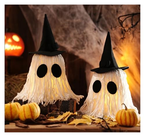 Halloween-Dekorationen, leuchtende Kürbislichter, Atmosphären-Requisiten, dekorative Tischornamente, Halloween-Dekorationen for Zuhause(2PCS Random face) von GLSZNQO