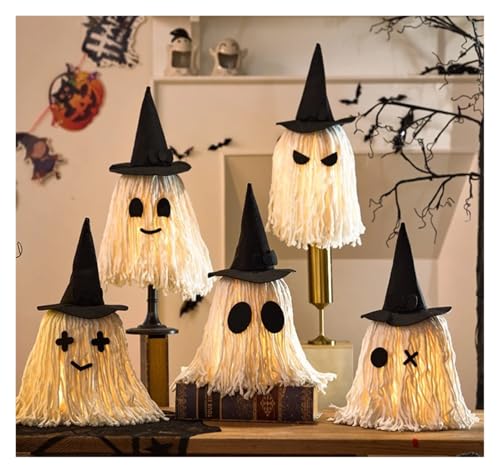Halloween-Dekorationen, leuchtende Kürbislichter, Atmosphären-Requisiten, dekorative Tischornamente, Halloween-Dekorationen for Zuhause(6PCS Random face) von GLSZNQO