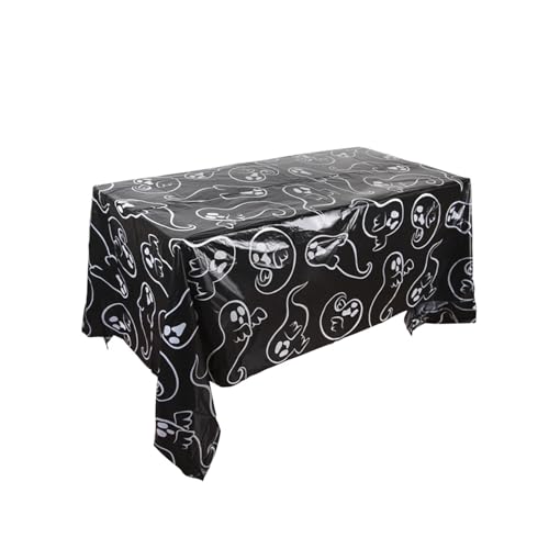 Halloween-Dekorationstischdecke, Einweg-Tischdecke aus Kunststoff mit Kürbis-Spinnennetz und Fledermausmotiv, Tischdekoration for Halloween-Partys zu Hause(Style-D) von GLSZNQO
