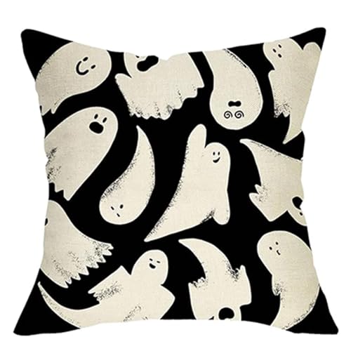 Halloween-Kissenbezüge: Mumien- und Geister-Motive, Buh! und gruselige Designs. Sofakissenbezug, Feiertagsparty-Dekoration, Geschenk, 60 x 60 cm(Army Green) von GLSZNQO