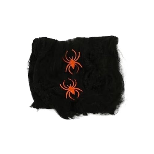Halloween Künstliche Elastische Spinne Web Horror Spukhaus Hof Szene Anordnung Halloween Party Faux Dekorative Requisiten 2025(Black) von GLSZNQO