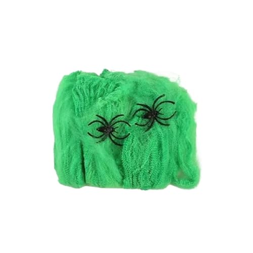 Halloween Künstliche Elastische Spinne Web Horror Spukhaus Hof Szene Anordnung Halloween Party Faux Dekorative Requisiten 2025(Green) von GLSZNQO
