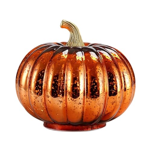 Halloween Kürbis Lampe Glas Urlaub Beleuchtung Dekorationen(Gold Orange) von GLSZNQO