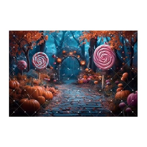 Halloween Lollipop Fotografie Hintergrund Gruseliger Wald Kürbis Dekor Trick or Treat Kinder Portrait Foto Hintergrund Fotostudio(NGD06900) von GLSZNQO