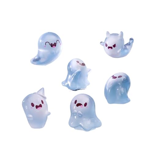 Halloween Niedliche Geist Kleine Figuren Leuchtende Dekoration Mini Spielzeug Party Cartoon Harz Desktop Kleine Ornament Glow in Dark Kinder(2pcs) von GLSZNQO