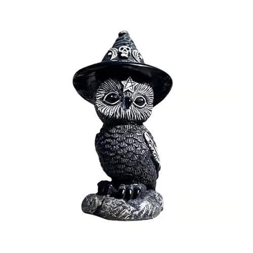 Halloween Ornament Magische Katze Harz Handwerk Unabhängige Station Tier Skulptur Schaufenster DesktopDecoration Ornament Magische Katze(Owl Magic Hat) von GLSZNQO