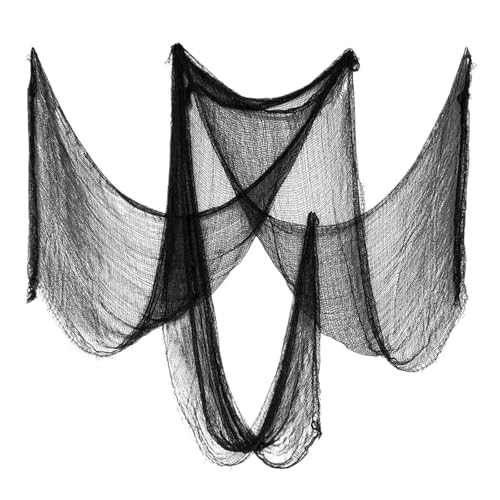 Halloween Schwarze Gaze Horror Dekor Tischdecke Tischflagge Schwarzes Mesh Bar Geisterhaus Kammer Terror Dekor Outdoor Hängende Gaze von GLSZNQO