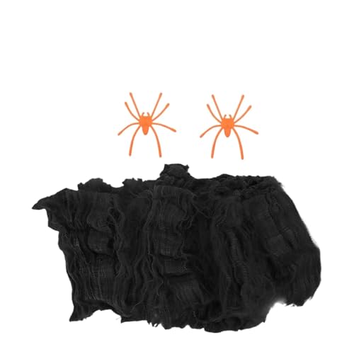 Halloween-Spinnennetz-Dekoration, künstliches Spinnennetz aus Seide, dehnbares Spinnennetz, gruselige Spukhaus-Szene, Requisite, DIY-Party, gruselige Dekoration, 10 Stück(Black) von GLSZNQO