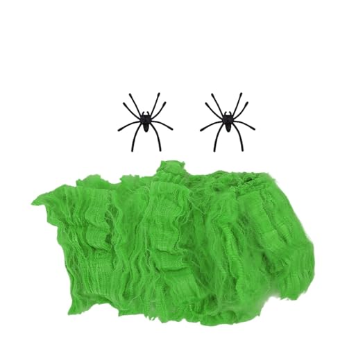 Halloween-Spinnennetz-Dekoration, künstliches Spinnennetz aus Seide, dehnbares Spinnennetz, gruselige Spukhaus-Szene, Requisite, DIY-Party, gruselige Dekoration, 10 Stück(Green) von GLSZNQO