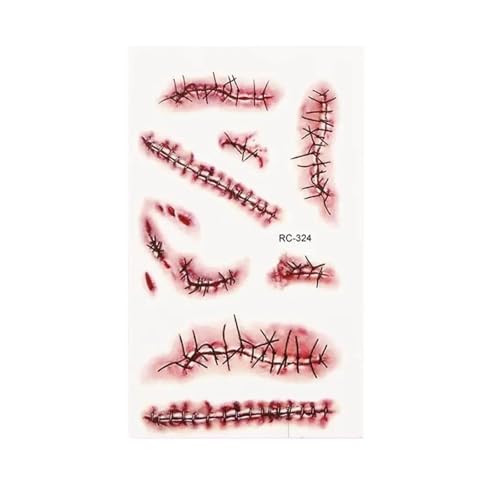 Halloween Tattoo Aufkleber Horror Blutige Wunde Zombie Narbe Wasserdicht Temporäre Tattoos DIY Event Party Body Art Makeup Kinder Erwachsene(1PCS) von GLSZNQO
