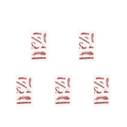 Halloween Tattoo Aufkleber Horror Blutige Wunde Zombie Narbe Wasserdicht Temporäre Tattoos DIY Event Party Body Art Makeup Kinder Erwachsene(5PCS) von GLSZNQO