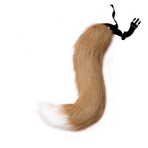 Kostüm Requisiten Anime Tierschwanz Cosplay Kostüme Requisiten Katze Fuchs Plüsch Schwänze Rollenspiel Halloween Party Kawaii Zubehör(Khaki) von GLSZNQO