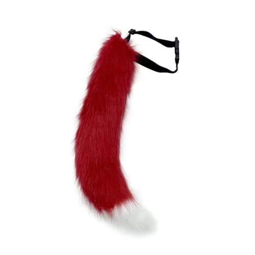 Kostüm Requisiten Anime Tierschwanz Cosplay Kostüme Requisiten Katze Fuchs Plüsch Schwänze Rollenspiel Halloween Party Kawaii Zubehör(Red) von GLSZNQO
