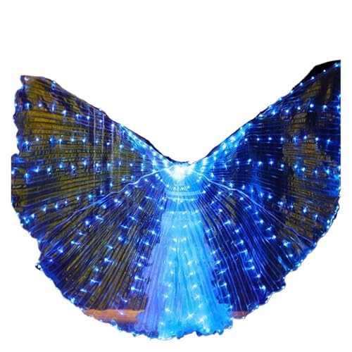 LED Glow Schmetterling Fee Flügel Mädchen Frauen Leuchten Bauchtanz Flügel Hochzeit Party Leistung Kostüm Zubehör(Blue) von GLSZNQO