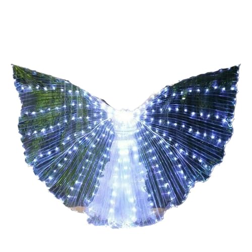 LED Glow Schmetterling Fee Flügel Mädchen Frauen Leuchten Bauchtanz Flügel Hochzeit Party Leistung Kostüm Zubehör(Colored) von GLSZNQO