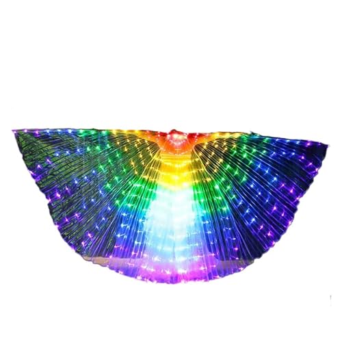 LED Glow Schmetterling Fee Flügel Mädchen Frauen Leuchten Bauchtanz Flügel Hochzeit Party Leistung Kostüm Zubehör(Colorful) von GLSZNQO