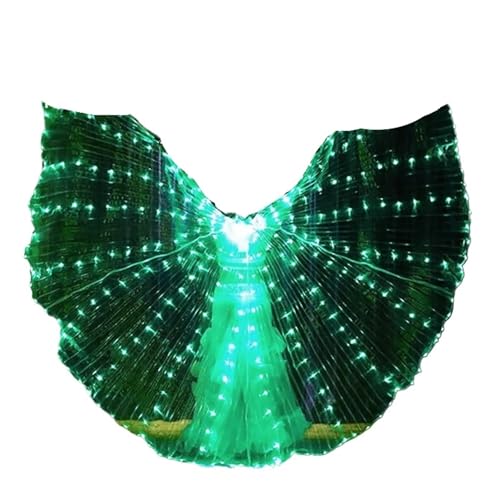 LED Glow Schmetterling Fee Flügel Mädchen Frauen Leuchten Bauchtanz Flügel Hochzeit Party Leistung Kostüm Zubehör(Green) von GLSZNQO