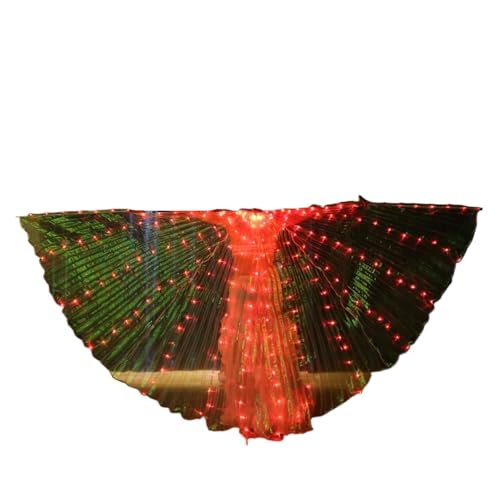 LED Glow Schmetterling Fee Flügel Mädchen Frauen Leuchten Bauchtanz Flügel Hochzeit Party Leistung Kostüm Zubehör(Red) von GLSZNQO