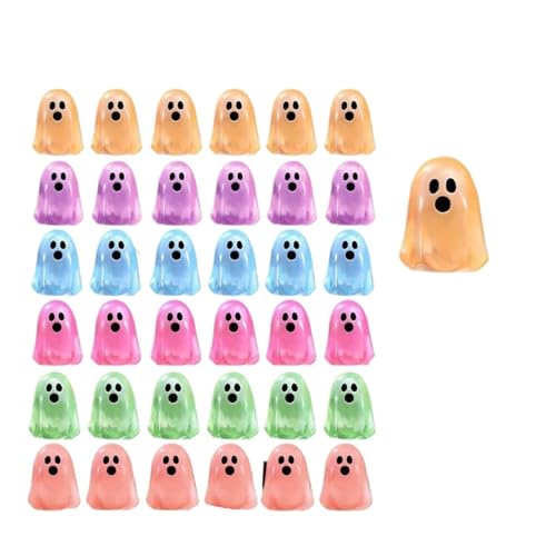 Mini-Leuchtgeist-Ornamente, 50 Stück, süße Harz-Halloween-Dekorationen, DIY-Kinderspielzeug, Heimdekoration, Partygeschenke von GLSZNQO