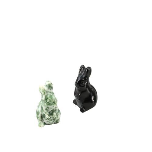 Natürliche Kristallkatze, Elefant, Eule, Kaninchen, Schildkröte, Statue, Heilstein, Schnitzerei, Tierfiguren, Reiki, kleines Heimdekorationsgeschenk(Rabbit) von GLSZNQO