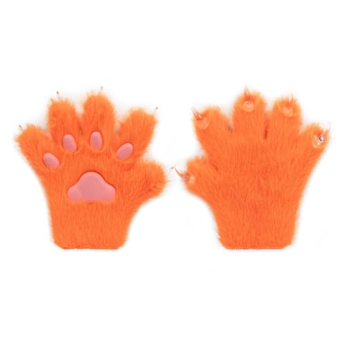 Pelzigen Pelz Katze Wolf Fuchs Hund Flauschigen Tier Pfoten Krallen Handschuhe Fäustlinge Hände Kostüm Cosplay Halloween Weihnachten for Kinder(Clear) von GLSZNQO