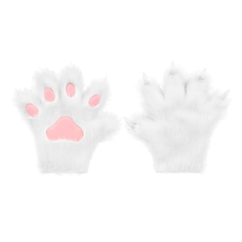 Pelzigen Pelz Katze Wolf Fuchs Hund Flauschigen Tier Pfoten Krallen Handschuhe Fäustlinge Hände Kostüm Cosplay Halloween Weihnachten for Kinder(Colored) von GLSZNQO
